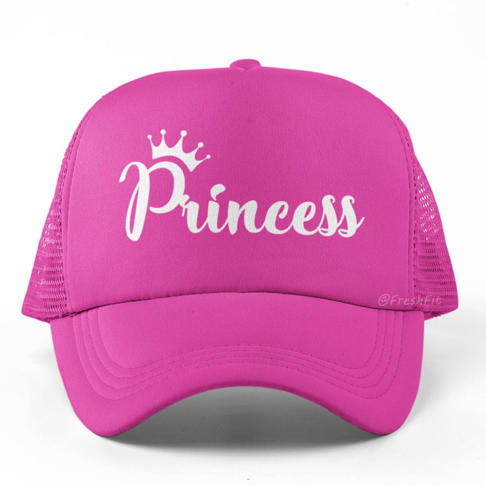 🆕Princess Script Foam Trucker Hat Mesh Snapback Cap Hot Pink